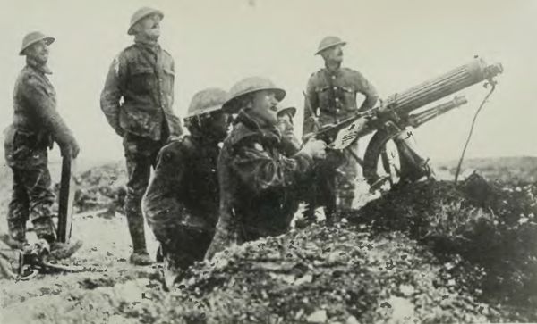 Light Vickers Gun in Action Against Aircraft