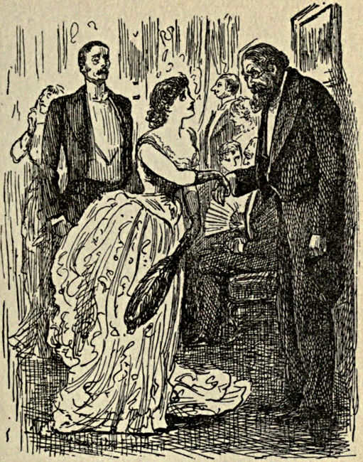 Lady greeting a gentleman at a party